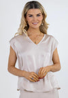 Kate & Pippa Alexa V- Neck Satin Feel Blouse, Beige