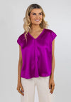 Kate & Pippa Alexa V- Neck Satin Feel Blouse, Magenta