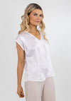 Kate & Pippa Alexa V-Neck Satin Feel Blouse, White