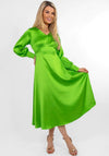 Kate & Pippa Birkin Satin Feel Midi Dress, Green