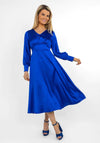 Kate & Pippa Birkin Satin Feel Midi Dress, Royal Blue