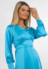 Kate & Pippa Birkin Satin Feel Midi Dress, Turquoise