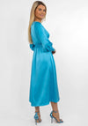 Kate & Pippa Birkin Satin Feel Midi Dress, Turquoise