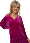 Kate & Pippa Ellen Velvet Rhinestone Dress, Pink