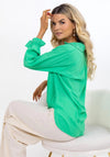 Kate & Pippa Tia V-Neck High Low Blouse, Green