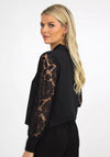 Kate & Pippa Lace Sleeve Banded Hem Top, Black