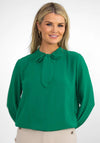 Kate & Pippa Bow Neck Banded Hem Top, Green