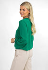 Kate & Pippa Bow Neck Banded Hem Top, Green