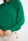 Kate & Pippa Bow Neck Banded Hem Top, Green