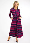 Kate & Pippa Luca Zig Zag Print Shirt Dress, Plum
