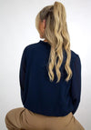 Kate & Pippa Bow Neck Banded Hem Top, Navy