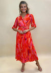 Kate & Pippa Positano Print Midi Dress, Orange & Pink