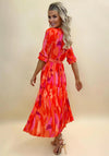 Kate & Pippa Positano Print Midi Dress, Orange & Pink