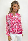 Kate & Pippa Leopard Print Chiffon Top, Pink