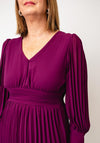 Kate & Pippa Hannah Pleated Long Sleeve Dress, Wine