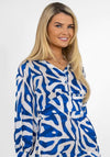 Kate & Pippa Birkin Satin Feel Print Midi Dress, Blue & Ivory