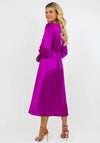 Kate & Pippa Birkin Satin Feel Print Midi Dress, Purple