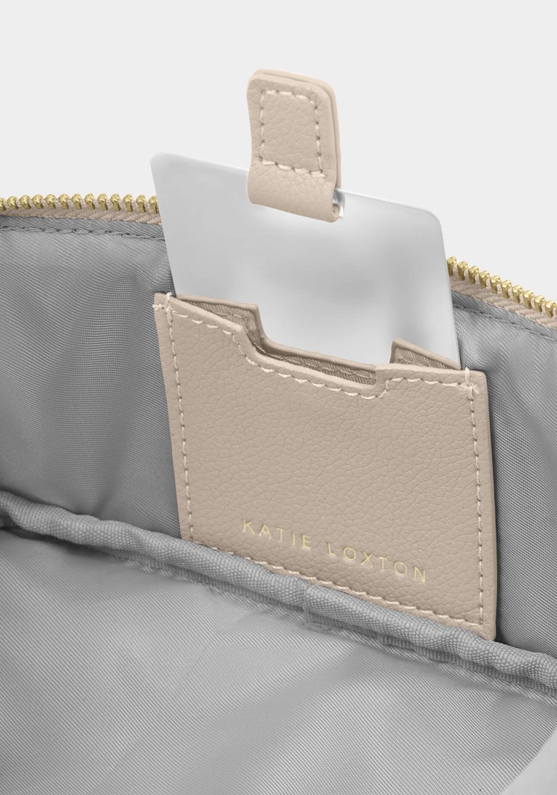 Katie Loxton Fold-Out Mirror Makeup Bag, Beige