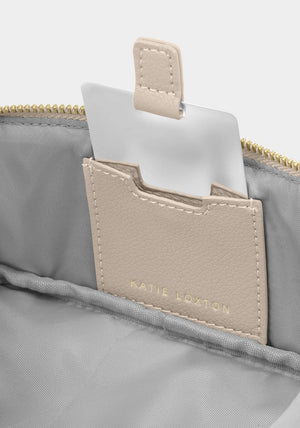 Katie Loxton Fold-Out Mirror Makeup Bag, Beige