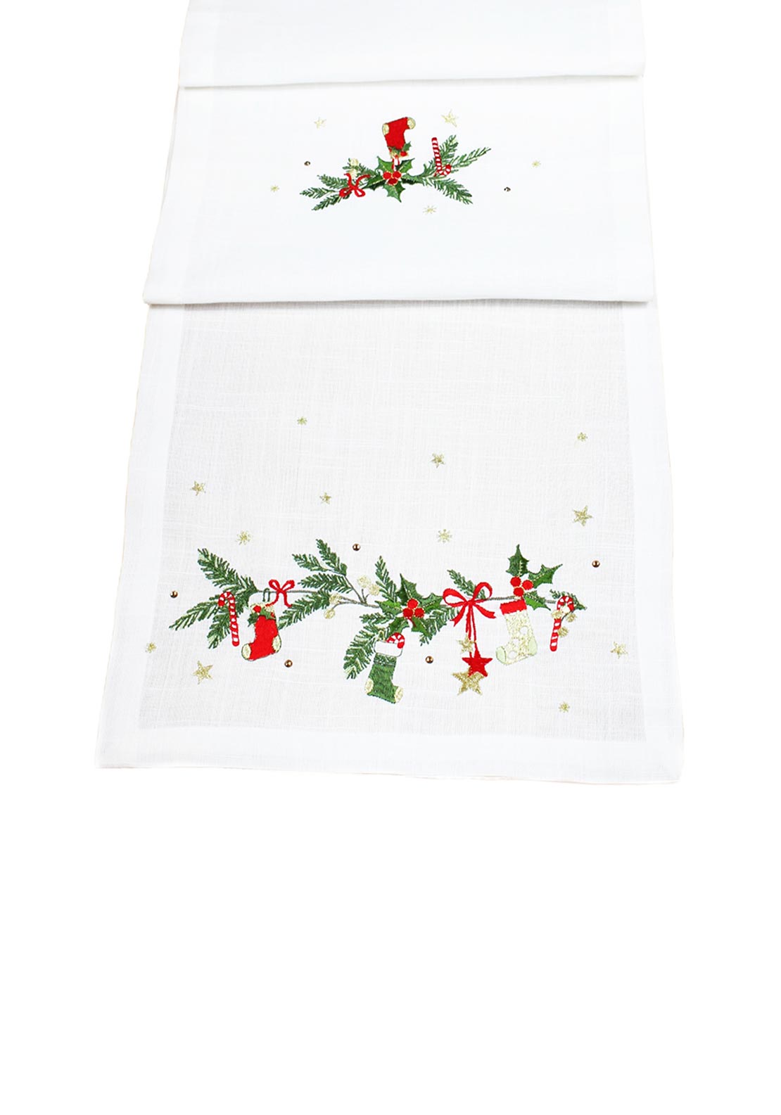 Peggy Wilkins Kissing Bough Table Runner, White