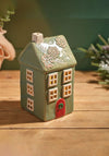 EVERGREEN CHRISTMAS STONEWARE CANDLE HOLDER