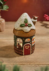 ROBIN STONEWARE  FAIRY HOUSE WITH 3 D ROBIN CANDLE