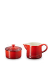Le Creuset Signature Stoneware Cream and Sugar Set, Cerise