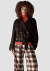 Le Comte Cropped with Lapel Collar Trench Coat, Brown