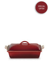 Le Creuset 33cm Rectangular Dish with Lid, Cerise