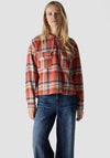 Le Comte Checkered with Lace Detail Blouse, Orange