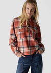 Le Comte Checkered with Lace Detail Blouse, Orange