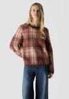Le Comte Textured Checkered Knit Sweater, Brown Multi