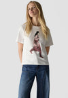 Le Comte Graphic Print with Rhinestone Detail T-Shirt, White
