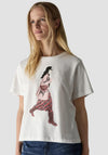 Le Comte Graphic Print with Rhinestone Detail T-Shirt, White