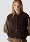 Le Comte Knitted with Button Placket Gilet, Brown