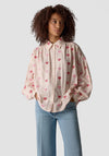 Le Comte Striped Collared Shirt with Heart Embroidery, Pink