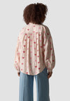 Le Comte Striped Collared Shirt with Heart Embroidery, Pink