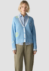 Le Comte Graphic Print Knit Cardigan, Blue