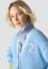 Le Comte Graphic Print Knit Cardigan, Blue