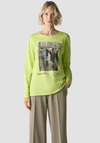 Le Comte Graphic Print Long Sleeve Top, Lime Green