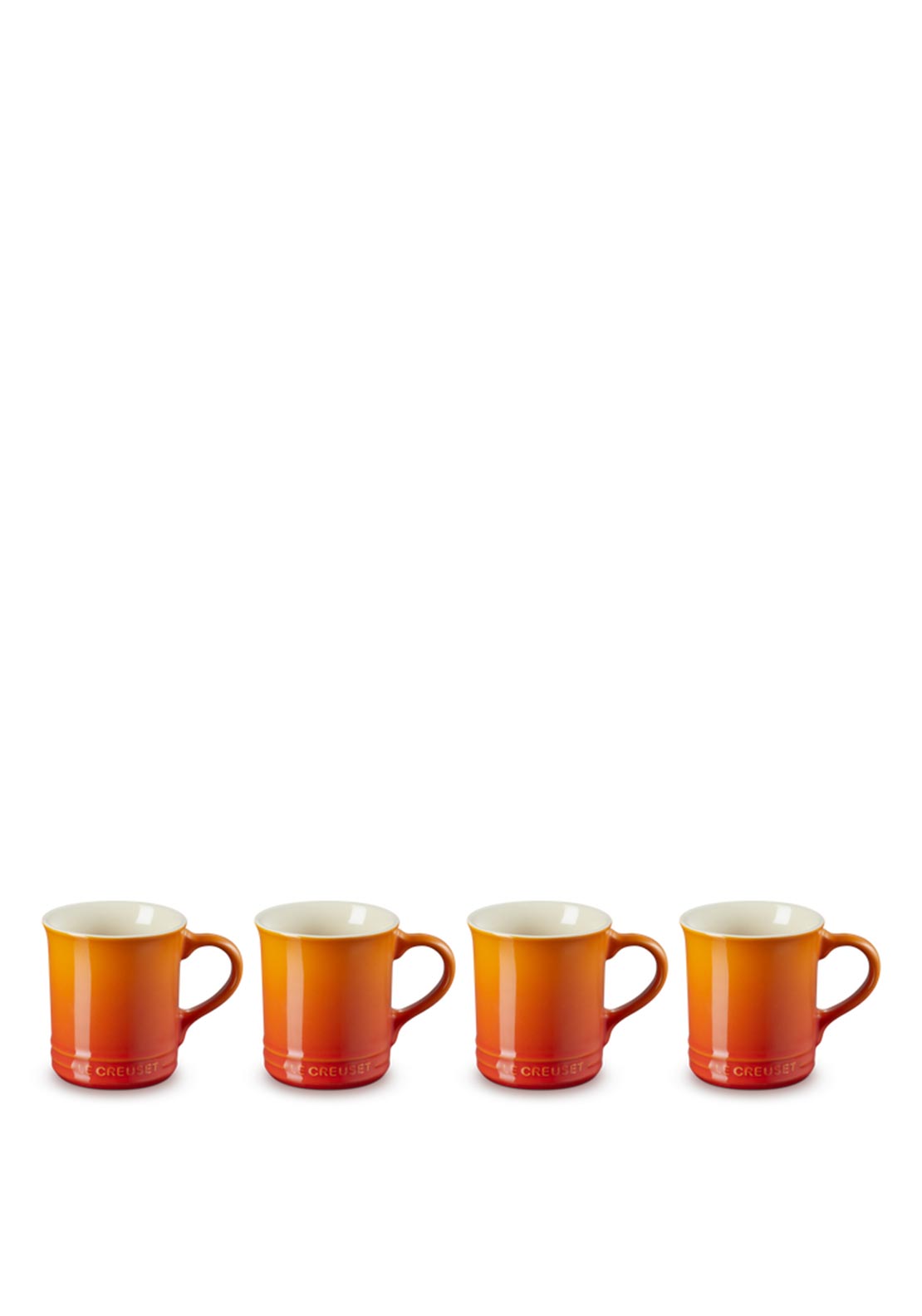 Le Creuset Stoneware Set of 4 Coffee Mugs, Volcanic Orange