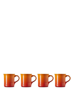 Le Creuset Stoneware Set of 4 Coffee Mugs, Volcanic Orange