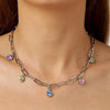 Dyrberg/Kern Leona Pastel Crystal Link Chain Necklace, Silver