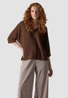Le Comte Fine Knit V-Neck Sweater, Brown