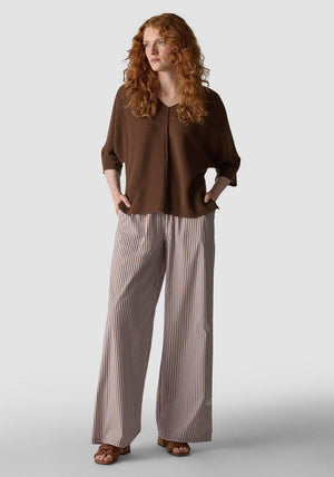 Le Comte Fine Knit V-Neck Sweater, Brown