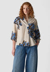 Le Comte Flower Print Blouse, Beige