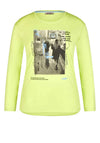 Le Comte Graphic Print Long Sleeve Top, Lime Green
