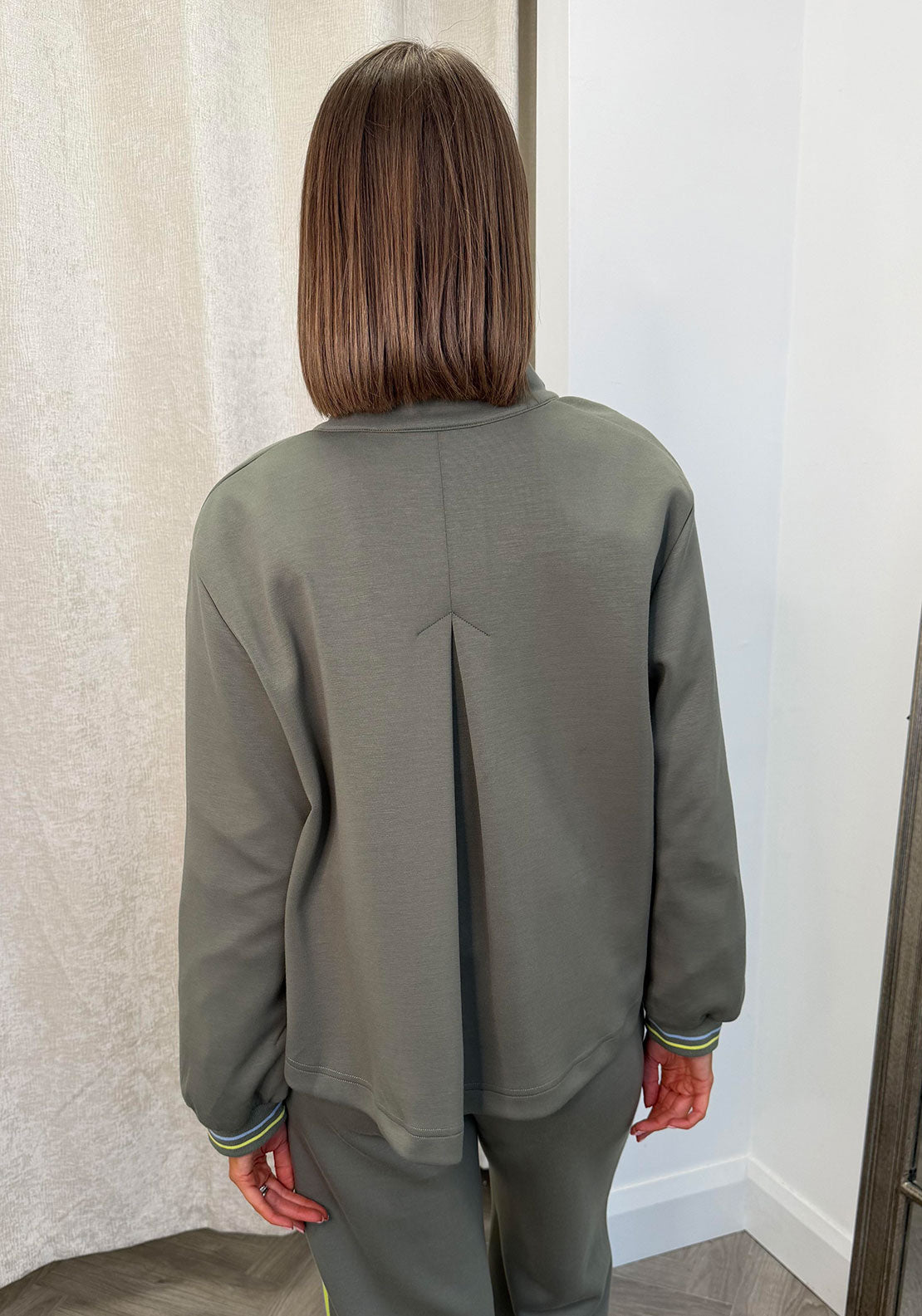 Le Comte Funnel Neck Full Zip Sweatshirt, Green