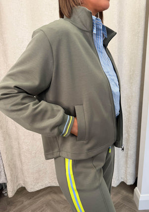 Le Comte Funnel Neck Full Zip Sweatshirt, Green