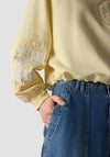 Le Comte Lace Appliqué Detail Sweatshirt, Yellow
